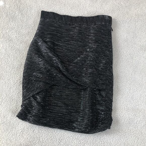 Maje Janaud Lurex shine twist ruched gray sparkle metallic mini skirt 34 - Picture 2 of 8